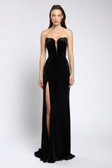 Rochie tip sirena din catifea cu slit frontal Vivienne CA159