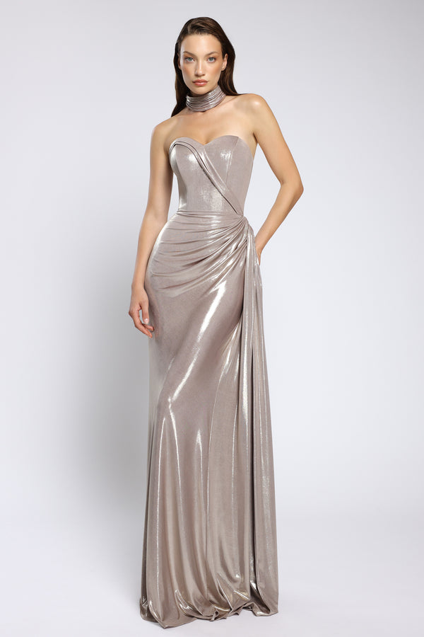 Rochie de seara lunga cu corset si maneci lungi Angelina CA168