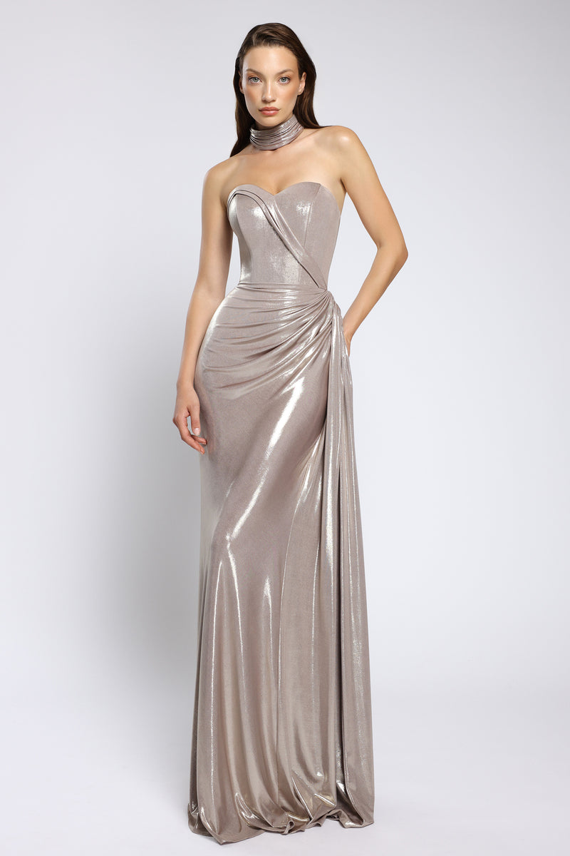 Rochie de seara lunga cu corset si maneci lungi Angelina CA168