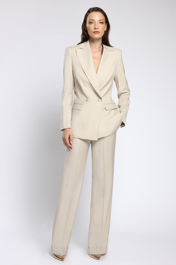 Pantaloni cu croi evazat din lana premium Lumina C154