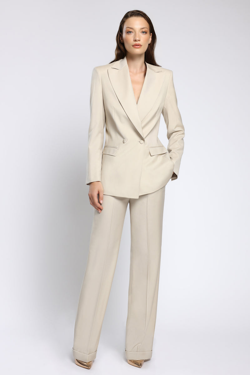 Pantaloni cu croi evazat din lana premium Lumina C154