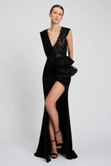 Rochie de seara lunga  confectionata din stretch-crepe CA1411