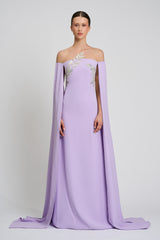 Rochie de seara din crepe si dantela cu aplicatii Kassandra CA57