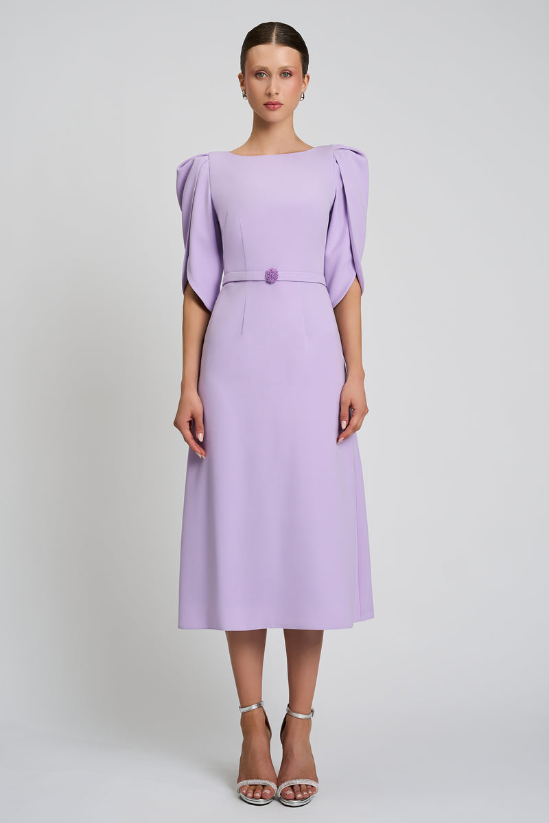Rochie de cocktail cu maneci scurte, confectionata din stretch-crepe Consuelo CA133