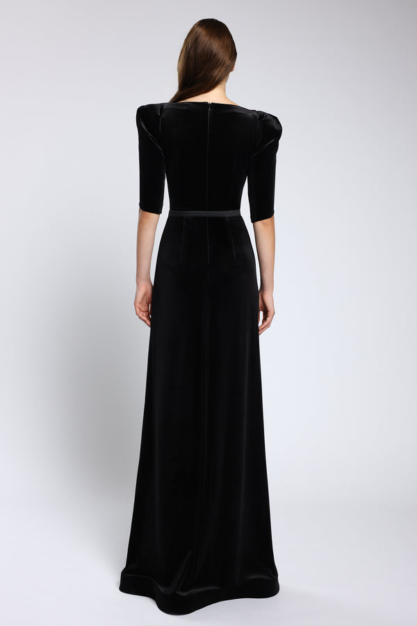 Rochie de seară din tafta și catifea cu cordon brodat Lilith CA162