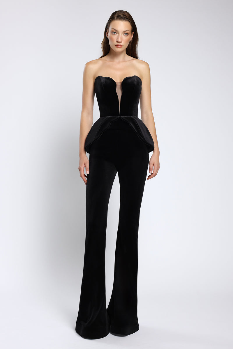 Pantaloni evazați din catifea Midnight Edge CA154