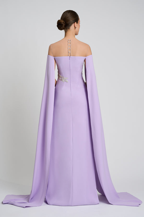 Rochie de seara din crepe si dantela cu aplicatii Kassandra CA57
