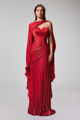 Rochie lunga spectaculoasa din chiffon de matase metalizat Icon CA198