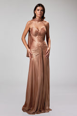 Rochie de seara lunga cu corset din tul de matase peliculizat Sunset CA175