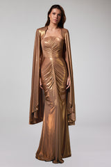 Capa lunga couture cu design fluid din lycra metalic Starlight CA203