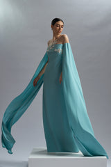 Rochie de seara din crepe si dantela cu aplicatii Kassandra CA57