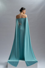 Rochie de seara din crepe si dantela cu aplicatii Kassandra CA57
