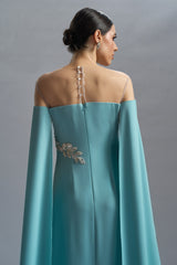 Rochie de seara din crepe si dantela cu aplicatii Kassandra CA57