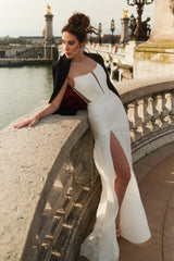Rochie de seara lunga din fronseuri din matase si slit frontal Ivanka CA582