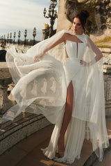 Rochie de seara lunga din fronseuri din matase si slit frontal Ivanka CA582