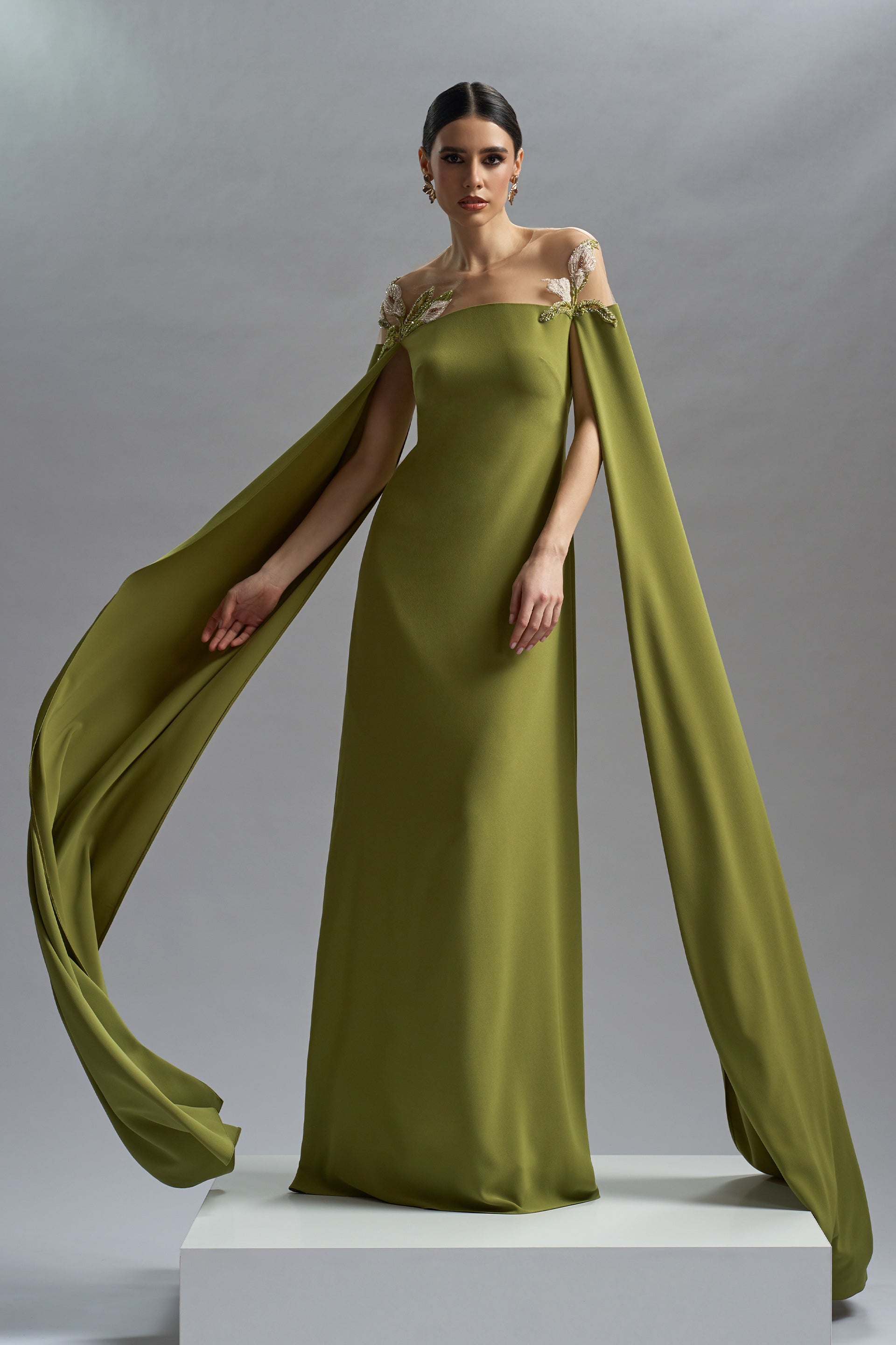 Rochie de seara din crepe si dantela cu aplicatii Daphne CA58 ...