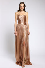 Rochie lunga din tul de matase peliculizat Aurora CA145