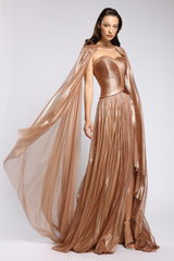 Rochie lunga din tul de matase peliculizat Aurora CA145