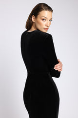 Rochie midi de cocktail din catifea cu slit frontal Vera CA172