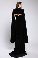 Rochie tip sirena din catifea cu slit frontal Vivienne CA159
