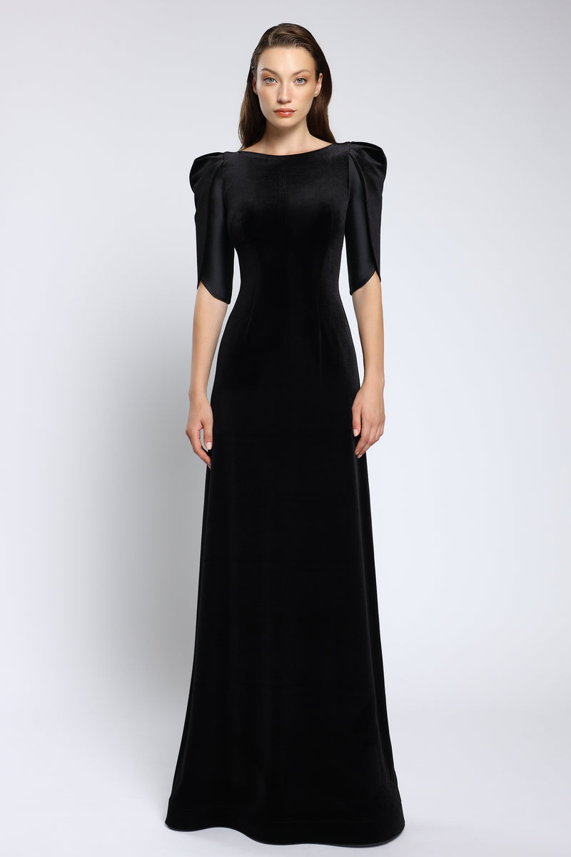 Rochie de seară din tafta și catifea cu cordon brodat Lilith CA162