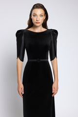 Rochie de seară din tafta și catifea cu cordon brodat Lilith CA162