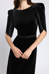 Rochie de seară din tafta și catifea cu cordon brodat Lilith CA162