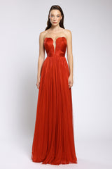 Rochie din tul de matase cu corset sculptat Carolina CA163
