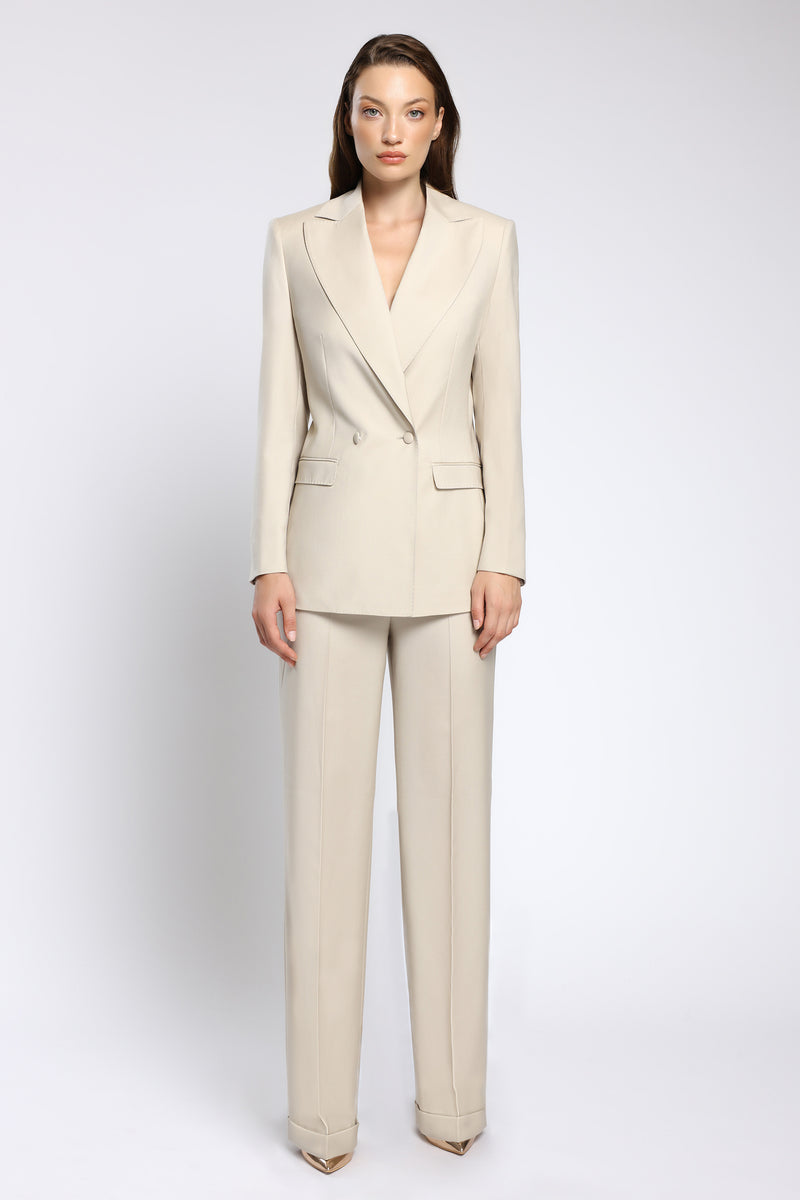 Pantaloni cu croi evazat din lana premium Lumina C154