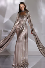 Rochie de seara lunga cu corset si maneci lungi Angelina CA168