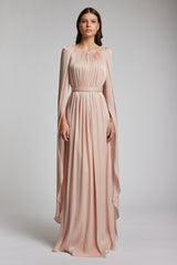 Rochie de seara cu talie definita din chiffon de matase metalizat Studio CA196