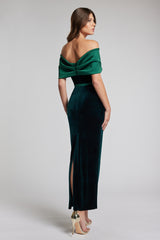 Rochie midi din catifea cu corset structurat si funda din tafta Glory CA190