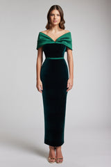 Rochie midi din catifea cu corset structurat si funda din tafta Glory CA190