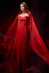 Rochie lunga cu talie definita din tull matase peliculizat Hollywood CA193