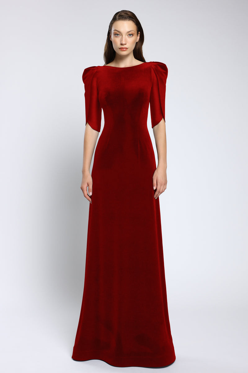 Rochie de seara din tafta si catifea cu cordon brodat Lilith CA162