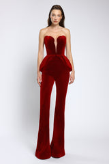 Corset din catifea cu peplum Avenise CA150