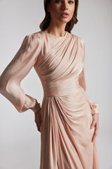 Rochie midi cu maneci lungi din chiffon de matase metalizat Norma CA197