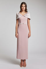Rochie midi confectionata din crepe si satin Avalon CA205