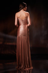 Rochie de seara lunga cu corset din tul de matase peliculizat Sunset CA175