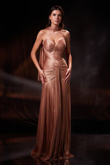 Rochie de seara lunga cu corset din tul de matase peliculizat Sunset CA175