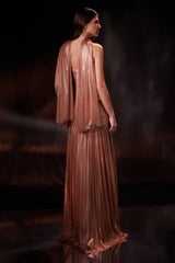 Rochie de seara lunga cu corset din tul de matase peliculizat Sunset CA175