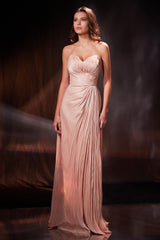 Rochie lunga din chiffon de matase metalizat Beverly CA202