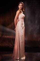 Rochie lunga din chiffon de matase metalizat Beverly CA202