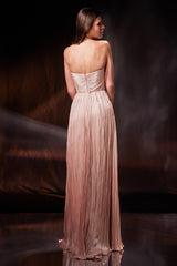 Rochie lunga din chiffon de matase metalizat Beverly CA202