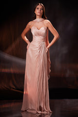 Rochie lunga din chiffon de matase metalizat Beverly CA202