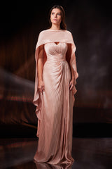 Rochie lunga din chiffon de matase metalizat Beverly CA202