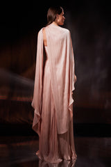 Rochie lunga din chiffon de matase metalizat Beverly CA202