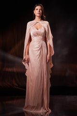 Rochie lunga din chiffon de matase metalizat Beverly CA202