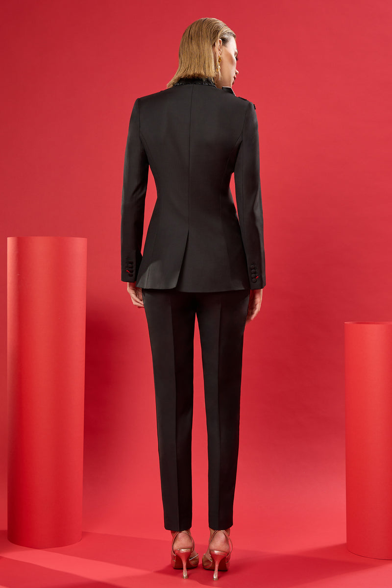 Sacou din lana premium cu detalii 3D haute-couture Sophistication C108
