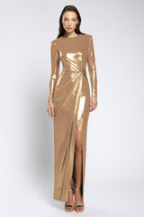 Rochie midi din lycra metalic Ornella CA179